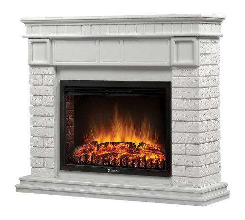 Каминокомплект: Очаг Electrolux EFP/P-2520LS N, портал Bricks 25 камень белый, белая эмаль купить в Сочи Каминокомплект: Очаг Electrolux EFP/P-2520LS N, портал Bricks 25 камень белый, белая эмаль купить в Сочи