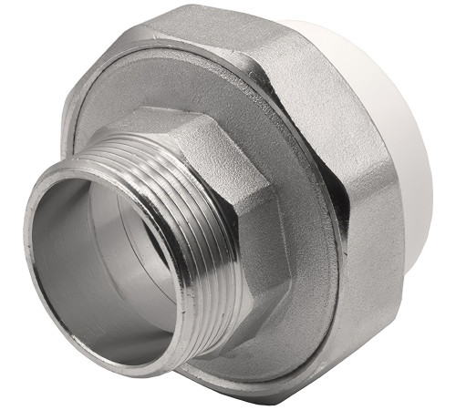 Муфта THERMOLIGHT комбинированная разъемная PP-R НР 50х1 1/2" белый (4/36) Муфта THERMOLIGHT комбинированная разъемная PP-R НР 50х1 1/2" белый (4/36)