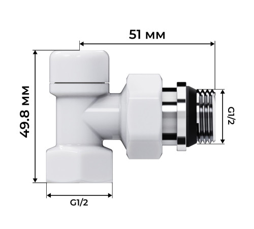 Набор термостатический угловой Royal Thermo Design 1/2"М30х1,5 (Белый) купить  в Сочи Набор термостатический угловой Royal Thermo Design 1/2"М30х1,5 (Белый) купить  в Сочи
