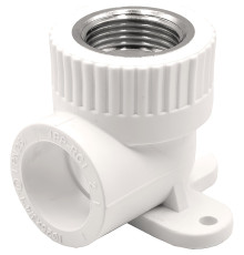Угольник THERMOLIGHT комбинированный PP-R ВР с креплением 25х3/4" белый (10/80)
