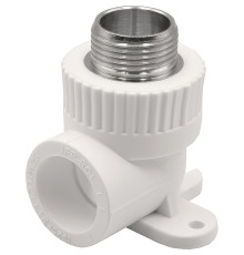 Угольник THERMOLIGHT комбинированный PP-R НР с креплением 25х3/4" белый (10/80)