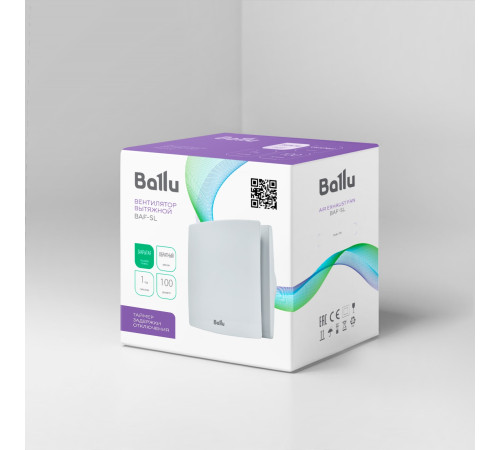 Вентилятор вытяжной Ballu BAF-SL 100 VT с обратным клапаном и таймером купить в Сочи Вентилятор вытяжной Ballu BAF-SL 100 VT с обратным клапаном и таймером купить в Сочи