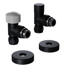 Набор термостатический угловой Royal Thermo Design Pro 15мм М30х1,5 (Черный)