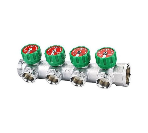 Коллектор регулирующий VARMEGA VM14634, 1", на 4 выхода 3/4"ЕК, хромированный купить  в Сочи