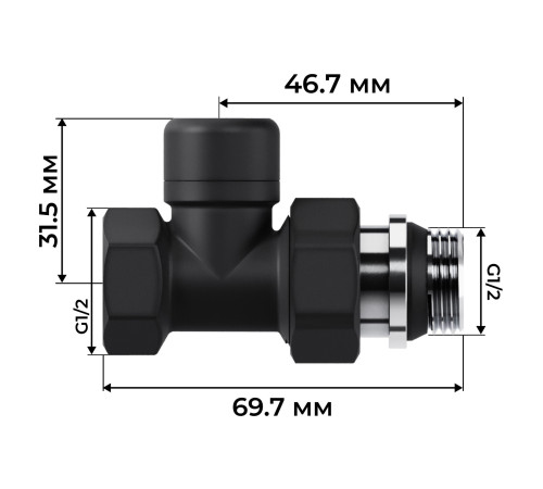 Набор термостатический прямой Royal Thermo Design 1/2"М30х1,5 (Черный) купить  в Сочи Набор термостатический прямой Royal Thermo Design 1/2"М30х1,5 (Черный) купить  в Сочи