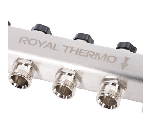 Коллектор Royal Thermo нерж. в сборе универсальный 1" ВР-3/4" НР с автомат. воздухоотвод-ми 4 вых. купить в Сочи Коллектор Royal Thermo нерж. в сборе универсальный 1" ВР-3/4" НР с автомат. воздухоотвод-ми 4 вых. купить в Сочи
