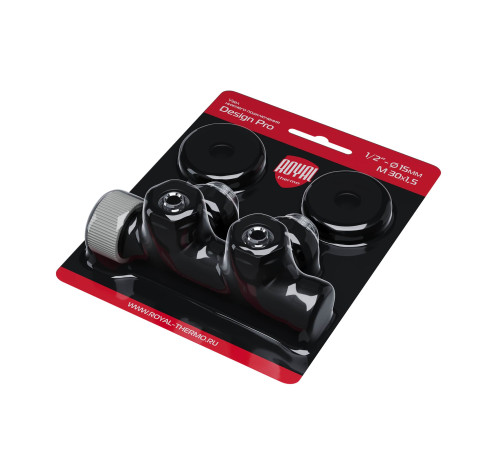 Узел нижнего подключения термостатический угловой Royal Thermo Design Pro 15мм М30х1,5 (Черный) купить  в Сочи