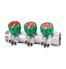 Коллектор регулирующий VARMEGA VM14633, 1", на 3 выхода 3/4"ЕК, хромированный