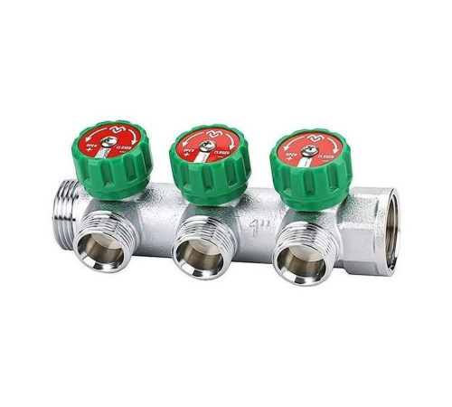Коллектор регулирующий VARMEGA VM14633, 1", на 3 выхода 3/4"ЕК, хромированный купить  в Сочи