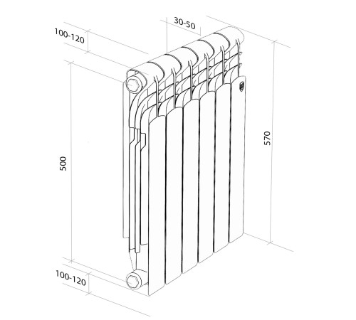 Радиатор алюминиевый Royal Thermo Revolution A 500 - 6 секц. купить в Сочи Радиатор алюминиевый Royal Thermo Revolution A 500 - 6 секц. купить в Сочи