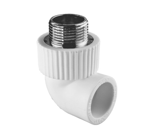 Угольник TEBO бел. PP-R комб. 25х3/4" НР (15/90), арт. 030030607
