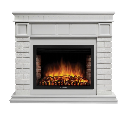 Каминокомплект: Очаг Electrolux EFP/P-3020LS N, портал Bricks 30 камень белый, белая эмаль купить в Сочи Каминокомплект: Очаг Electrolux EFP/P-3020LS N, портал Bricks 30 камень белый, белая эмаль купить в Сочи