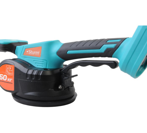 TV1860 Виброприсоска аккум д/укл плитки STURM 18В, BatterySystem, 60кг, d=123 мм, без АКБ и ЗУ для переноса, подъема, выравнивания при укладке напольной и настенной плитки больших размеров 