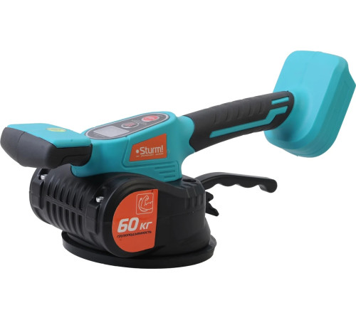 TV1860 Виброприсоска аккум д/укл плитки STURM 18В, BatterySystem, 60кг, d=123 мм, без АКБ и ЗУ для переноса, подъема, выравнивания при укладке напольной и настенной плитки больших размеров 