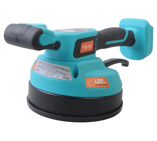 TV18120 Виброприсоска аккум д/укл плитки STURM 18В, BatterySystem, 120кг, d=160 мм, без АКБ и ЗУ для переноса, подъема, выравнивания при укладке напольной и настенной плитки больших размеров 