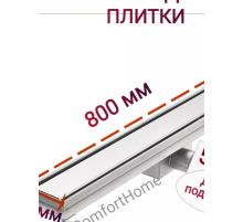 Трап горизонтальный "TIM" (нерж., решетка-нерж.) (70х800) (BAD458002 под плитку) 58954