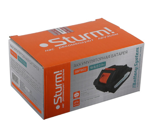 SBP1802 Аккумулятор STURM 1 BatterySystem 18 В, 2.0Ач для всех инструментов Sturm с логотипом 1BatterySystem SBP1802 Аккумулятор STURM 1 BatterySystem 18 В, 2.0Ач для всех инструментов Sturm с логотипом 1BatterySystem