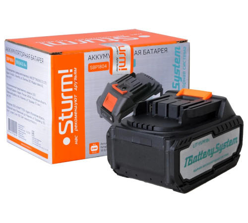 SBP1804 Аккумулятор STURM 1 BatterySystem 18 В, 4.0Ач. Аккумулятор 1BatterySystem (18 В; 4 Ач) Sturm SBP1804 - универсальная аккумуляторная система SBP1804 Аккумулятор STURM 1 BatterySystem 18 В, 4.0Ач. Аккумулятор 1BatterySystem (18 В; 4 Ач) Sturm SBP1804 - универсальная аккумуляторная система
