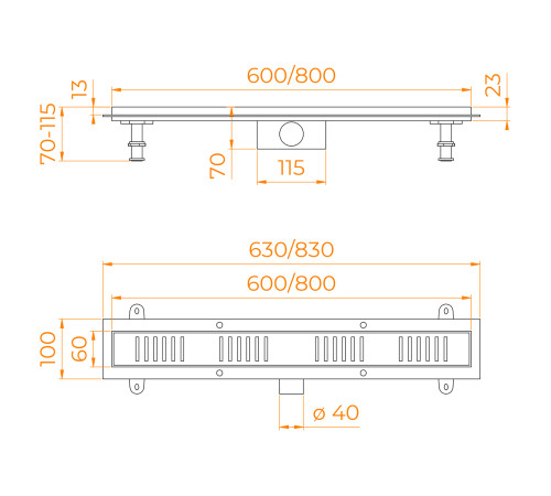 Душевой трап RGW SDR-34В-60 линейный 600 черный d=50 мм на ножках на ножках изделие для установки в пол Душевой трап RGW SDR-34В-60 линейный 600 черный d=50 мм на ножках на ножках изделие для установки в пол