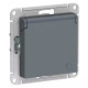 Розетка с/з 16А с/ш с крышкой IP20 грифель Schneider Atlas ATN 000746 Шнайдер Атлас для сетей 250 В, на ток 16 А