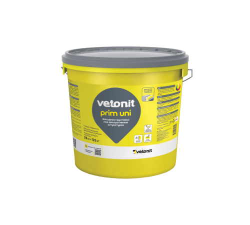 Грунтовка фасадная под дек.штукат. Vetonit Prim Uni 25кг, ведро 24шт/пал Ветонит 1024619 для подготовки поверхности перед нанесением декоративных штукатурок на акриловой, силикатно-силиконовой, силиконовой основе Грунтовка фасадная под дек.штукат. Vetonit Prim Uni 25кг, ведро 24шт/пал Ветонит 1024619 для подготовки поверхности перед нанесением декоративных штукатурок на акриловой, силикатно-силиконовой, силиконовой основе