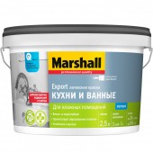 Marshall Для кухни и Ванной краска водно-дисперсионная для стен и потолков повышенной влагостойкости матовая база BW (2,5л) 